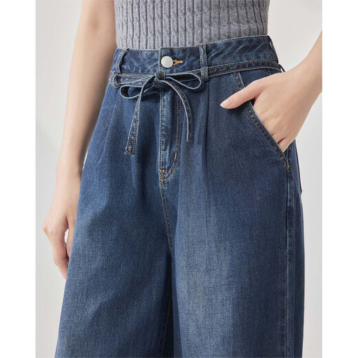 IEF/Aiyifu Hosen 2025 Sommer- und Herbst New Hong Kong Style Retro Casual Pendler Vielseitiger Denim-Hose Denim Dark Blue S