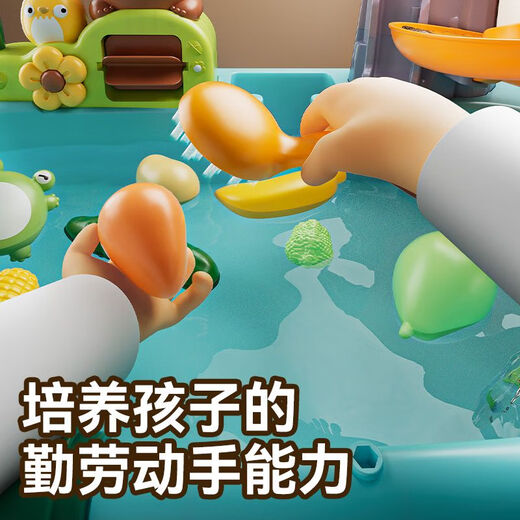 趣然儿童洗碗机循环出水宝宝洗手盆电动厨房洗菜池益智仿真过家家玩具 【电动款】绿色火山喷雾洗碗机
