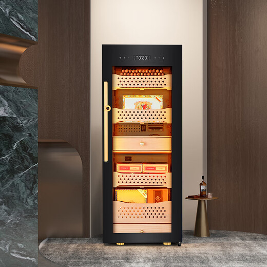 Vinocave cigar cabinet constant temperature and humidity humidification cabinet household smart frequency conversion precise temperature control and humidity Spanish cedar wood shelf liner cigar display cabinet upgraded 4 major systems V3 triple ammonia removal + cedar wood liner 152L