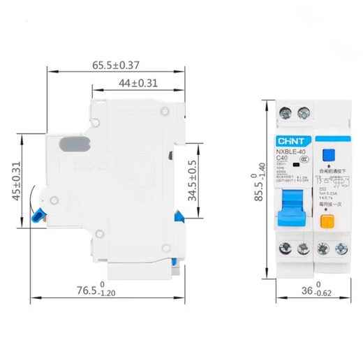 Chint leakage protector 1P+N C25A NXBLE-40 series small household circuit breaker main switch air switch air switch with leakage protection 30mA 4.5kA