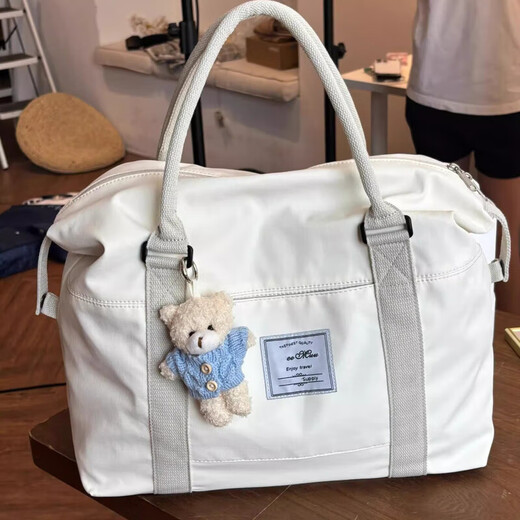 Bo Naling travel bag large capacity short-distance travel storage bag 2025 new boarding bag portable shoulder luggage bag maternity bag travel bag - warm beige without pendant