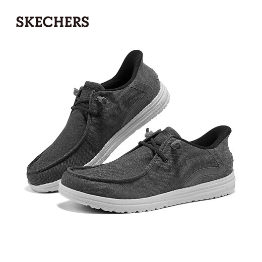 Skechers flash-on shoes men's autumn casual shoes one-leg business sneakers soft-soled beanie shoes canvas shoes 210959