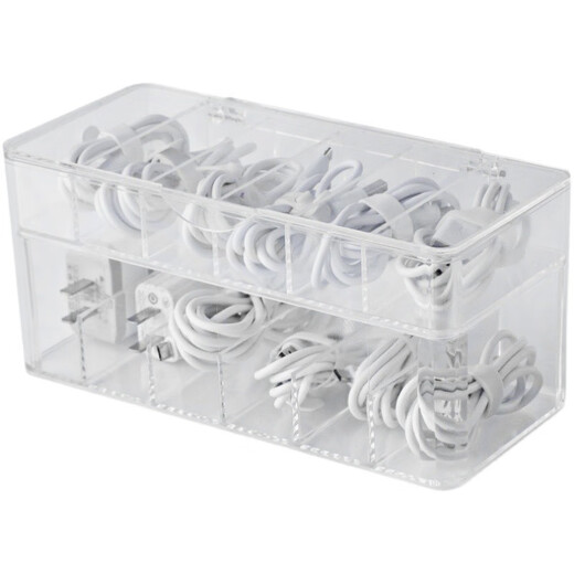 Boîte de stockage de câble de données Câble Câble Câble Gestion d'artefact Particule Plug Pobine de téléphone mobile Ensemble de bougie de fil Mobile Rack Double-couche Data Data Cable Boîte + Câble Management avec 15 pièces