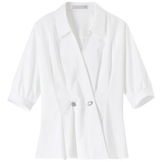 
Shangdu Bila light and fashionable commuting shirt for women with five-point sleeves and temperament design double-breasted placket waist shirt