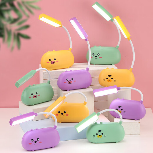 USB plug-in table lamp LED cartoon desktop ornament children's gift night light cute little table lamp kindergarten gift cute pet tiger + plug-in model random color