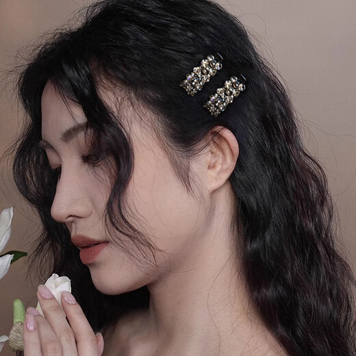 Xiang Wan hair clip 2-piece set broken hair bangs clip full diamond duckbill clip side hair clip hair accessories hair clip headband for women