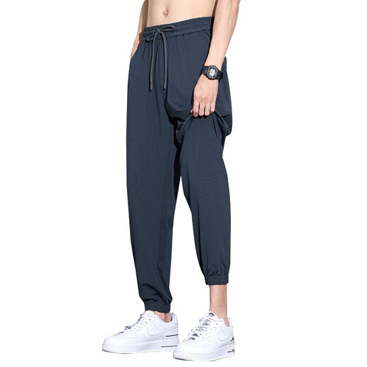 Montagut Ice Silk Men's Pantals en été mince et pantalons liés à attachement Harun Sports à neuf points Pantalon décontracté pour hommes