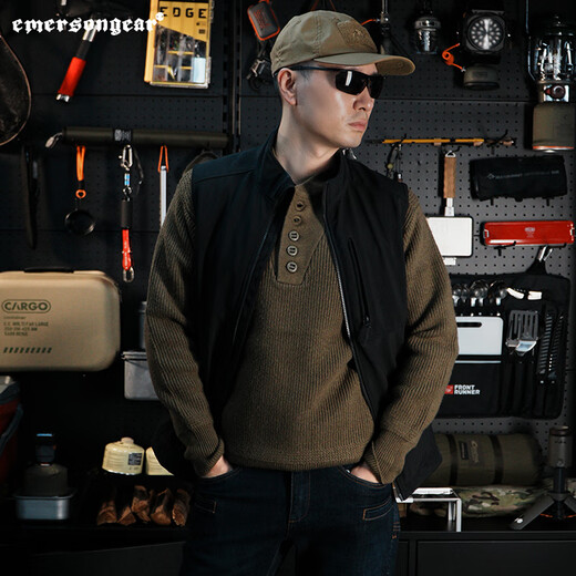 Emerson retro heavyweight Henry collar wool sweater for men Emerson Snow Fox outdoor tactical warm pullover autumn and winter sweater RG Green S