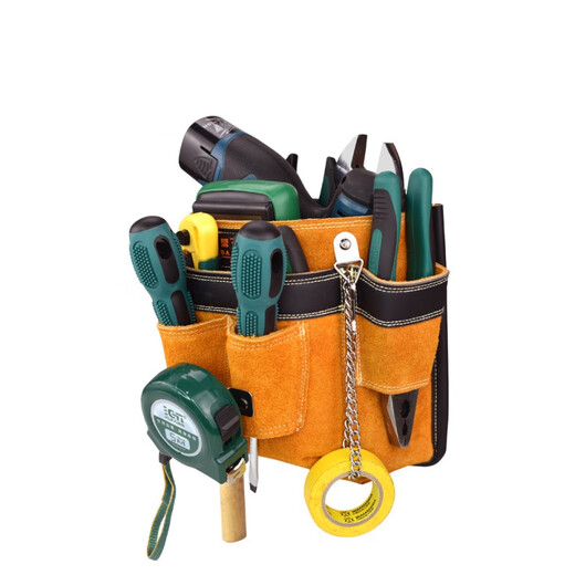 RSRDDY customized electrician's tool bag, cowhide leather work bag, men's multifunctional electrician bag, air conditioning installation model 3001