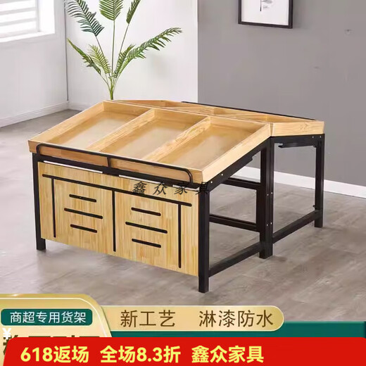
Xixiangyuan shelf display rack multifunctional fruit shelf vegetable shelf steel wooden rack fruit store wooden end 14065 meters wooden three pieces shipped