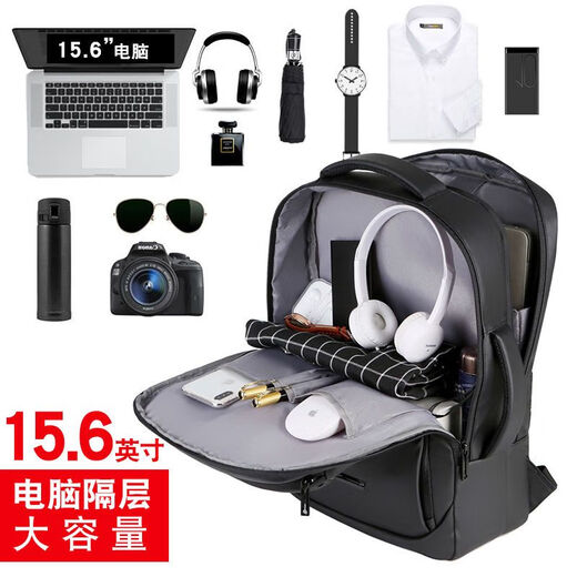 Picasso (PICASSO) backpack computer bag 17.8 inch waterproof and water-resistant large capacity usb multi-function men's business travel trend 9902 expandable black