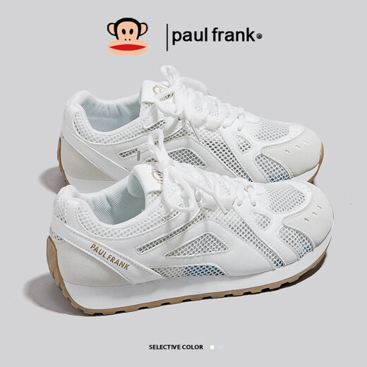 大嘴猴（paul frank）女鞋夏季阿甘鞋休闲鞋子女士透气薄款百搭网面运动鞋 653W米白39
