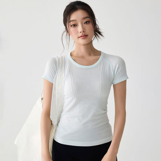 Umeko Sports Top Women's 2025 New Quick-Drying Pilates Training Wear Yoga T-Shirt Running Gym Suit Dark Hemp Gray S S