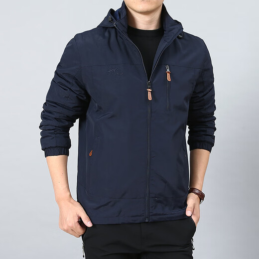 VIIBEST9898 Grenzüberschreitende Freizeitjacke Herbst und Winter Outdoor winddichte Kapuzen-Freizeitjacke Sportclip dunkelblau 4XL