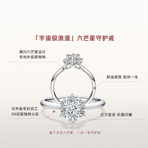 DR Proposal Diamond Ring Platinum JUSTYOU Stellar Customized Hexagram Diamond Wedding Ring Women's Holiday Gift TOP* Round Diamond 18 Points F Color VS1-Limited Spot Sparkling