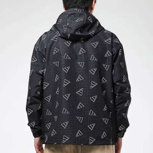 阿迪达斯 （adidas）官方舰店新款男装防风连帽上衣跑步运动训练夹克休闲梭织外套 GP1825|黑色 L