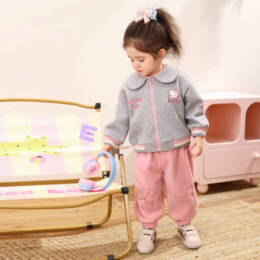 LUSON小o爸女婴童 女宝宝摇粒绒裤2025冬季婴儿保暖卫裤加绒休闲运动裤