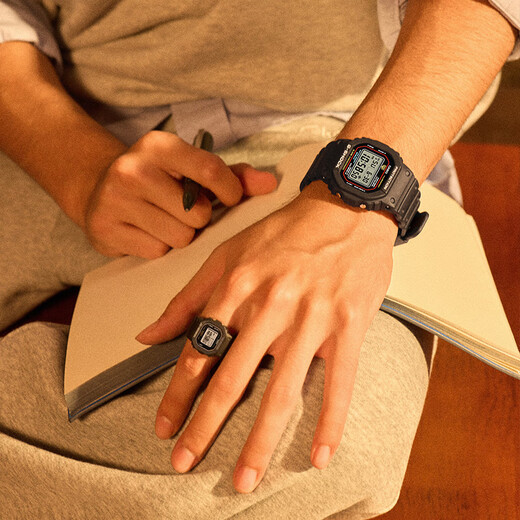 Casio (CASIO) men's and women's rings watches trendy small square adjustable micro hand New Year's gift DWN-5600-1