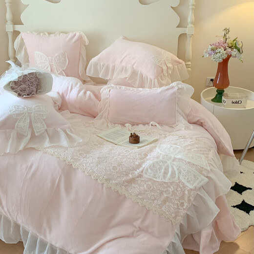 Mengjie Home Textiles 2025 New Princess Style Butterfly Fairy Thickened Baby Velvet Milk Velvet Four-piece Sheet Set Bed Cover Velvet Butterfly Fairy Yellow 100 Count 1.5 Bed Cover Four-piece Set (Duvet Cover 200*230cm)