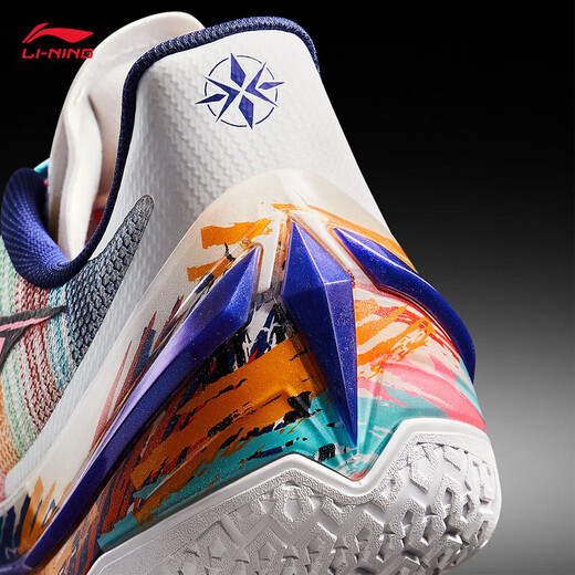 Li Ning Blade 5V2丨polycore boost system basketball shoes men's fashionable and comfortable basketball game sneakers standard white/yellow/rose pink-10 Introverted artist 41.5