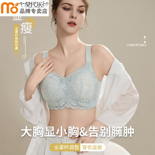 莫代尔大胸显小内衣女无钢圈聚拢女收副乳薄款大码全罩杯蕾丝美背文胸 2663 深紫色 75B 34CD