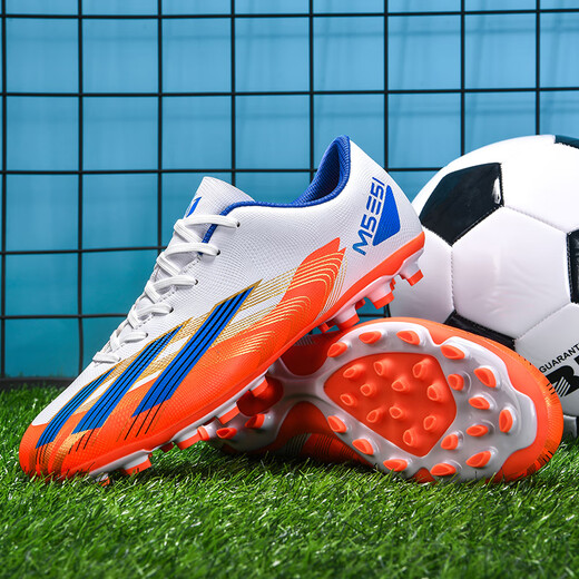 AJXU high-end brand Ronaldo Assassin's new low-top football shoes Falcon men's children's boys and girls adult training shoes Year of the Snake limited white orange short nails 33