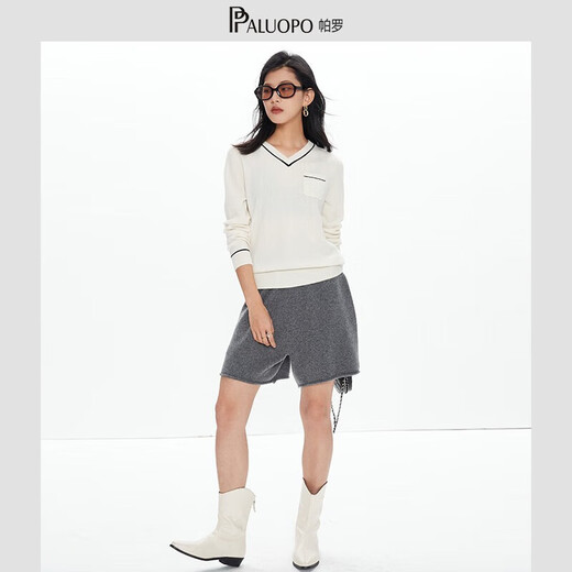 PALUOPO Cashmere Shorts Women's Casual Sports Hot Pants Cashmere Autumn and Winter New Pants Hot Pants TS003R Dark Gray XL 170