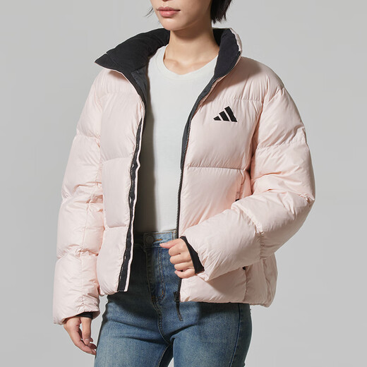Adidas doudoune à col montant pour femme 25 hiver nouveaux vêtements de sport hydrofuge, coupe-vent et résistant au froid doudoune chaude épaissie noir/style court-ample/à la mode trois bandes M 165 poids recommandé 110-120 Jin Jin équivaut à 0,5 kg