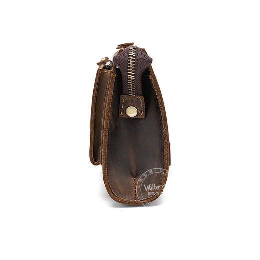 Walker Shop男包奢侈品新品【头层牛皮】男士长款拉链钱包休闲手工抓包手包潮 贵族棕