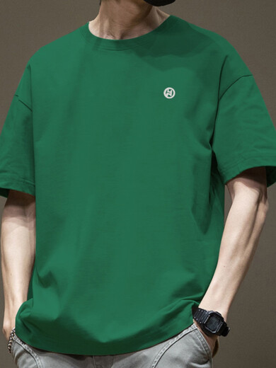 GXG trendiges amerikanisches Kurzarm-T-Shirt für Herren im Sommer, reine Baumwolle, Rundhalsausschnitt, vielseitig lässig, 2025 neue trendige Marke, lockeres T-Shirt im Hongkong-Stil, weiß – 1365 Kurzarm – 100 % Baumwolle. S empfohlen 80–110 Jin Jin entspricht 0,5 kg