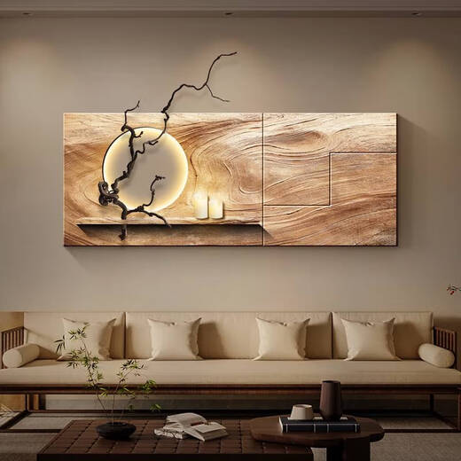 Pupanfeng Wohnzimmer Dekoration Gemälde Retro fühlen Sofa Hintergrund Wandhänge Malerei Einfaches Atmosphäre Teelaum Wandlampe Style C-Dead Holz Spring 12048c menschliche Körper Erfassungslampe Malerei Versorgung 220