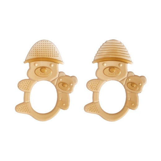 Cartoon Hat Bear Teether Baby Anti-eat Hand Teether Nano Silver Silicone Teether Baby Chew Fun Toy Nano Silver - Bear Stripe Teether 1 piece Storage + Anti-chain - Food Grade Silicone - Q-Bounce and Good Bite