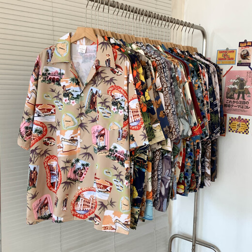 Zewanbang Sommer kurzärmeliges Herrenhemd Jugend beliebt 2025 Sommerpaareelbe Urlaub Retro Beach Shirt 6627 m [Vorgeschlagen 90-115jin [Jin gleich 0,5 kg]]]