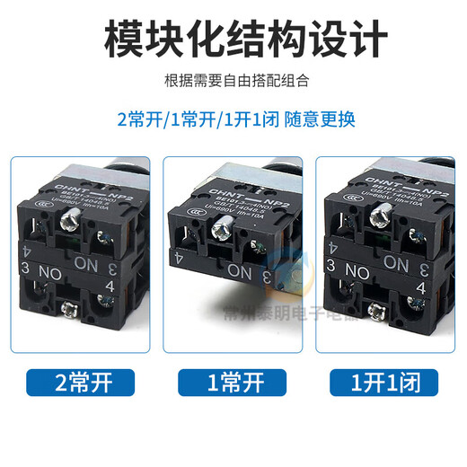 Chint NP2-BA31 BA42 BA51 21 61 start stop self-resetting flat head push button switch 22 aperture green one open and one closed