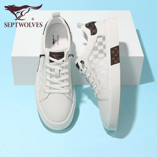 Seven Wolf Men's Shoes Summer Casual Board Shoes Мужские дышащие белые туфли для шнурки без скольжения классические ботинки Soft Sole Sole White 9855 38