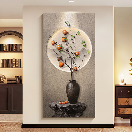 Long time no see Shishi Ruyi new Chinese style entrance decorative painting three-dimensional sandstone corridor aisle hanging painting vertical entrance door mural
