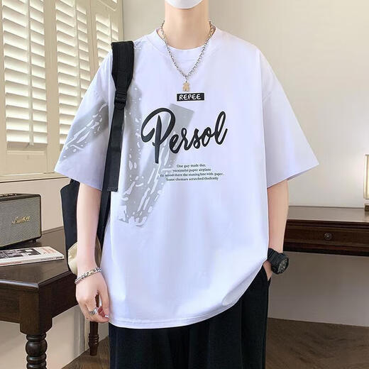 森马短袖t恤印花男初中学生潮流帅气上衣服大童夏季港风百搭 693米色(单件短袖) 品质保证 M (70-90斤左右)