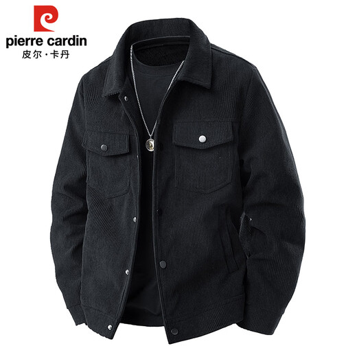 Pierre Cardin work jacket men's autumn and winter trendy casual lapel thickened corduroy jacket men's clothing beige XL