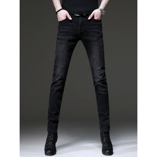 
Tommy Heelly high-end brand black jeans men's 2025 summer new Korean version trend retro small foot stretch pants men 1048 black 28 [two feet one]
