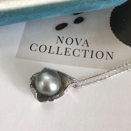 Hao Chuang MIFEI/Shuoguo Platinum Gray Tahitian Black Pearl Pendant Strong Light Natural Color Seawater Pearl 925 Silver 11-12mm (One)