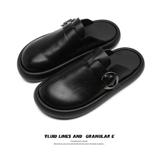 DIFANPU International Luxury Brand Herrenschuhe High-End-Männer für Außenbekleidung mit mattem leichten Luxus-handgefertigten Zehenzehen halbgebundener Birken Slipper Black [Brand Gift Box] 41