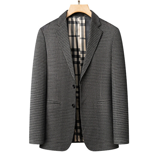 Lilang sense houndstooth iron-free men's casual suit 2025 spring and autumn business suit young and middle-aged fashion single western trend 2021 coffee color 2XL 185
