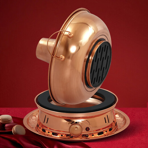 Chuilaoye (CHUILAOYE) pure copper split double base copper hot pot electric carbon dual-purpose Yuanyang old-fashioned charcoal household plug-in pure copper pot split double base Yuanyang pot for 8-10 people 36cm