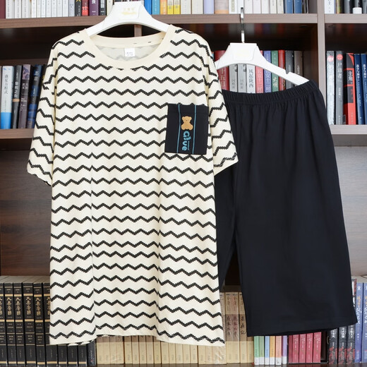PMWRUN特大码外穿家居服高胖男300斤200斤短袖加肥加大棉胖子睡衣套装 9905  深铁灰 4XL 适合200-240斤