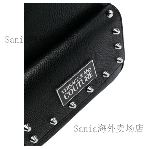 范思哲（VERSACE）Logo徽标皮革背包双肩包女款黑色 基础装(包+防尘袋)