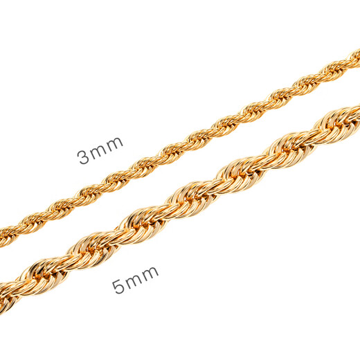Fat Donglai same style 18k gold necklace men's GRGR shorttwistchain gold twist chain 18K gold necklace gold 4mm45cm