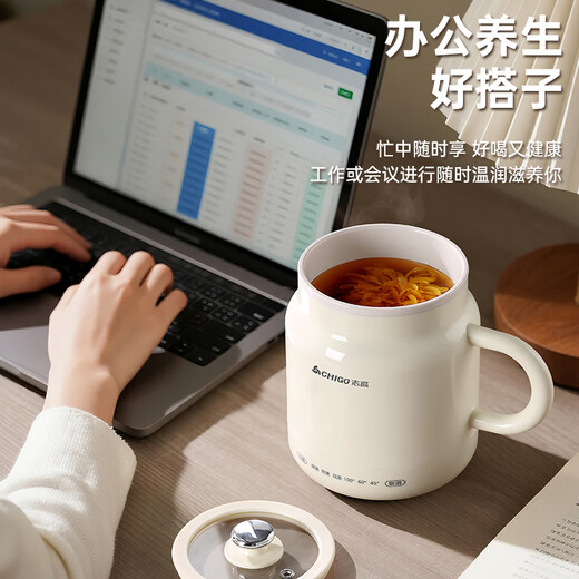 CHIGO Portable Health Cup Electric Kettle Insulation Heating Office Tea Making Multifunctional One-person Household Brewing Scented Tea Off-White 0.8L Smart Touch-Insulated and Anti-scalding Standard Model
