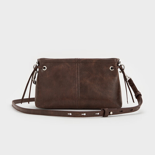CHARLES&KEITH25秋季新品复古简约手提小方包斜挎包CK2-50671788 Distressed Coffee咖啡色 S
