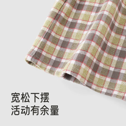 Ying's shopping mall same style children's shirt spring and autumn casual retro boys' long-sleeved shirt pure cotton plaid shirt brown green 100 cm