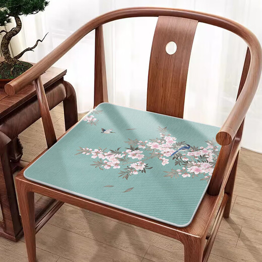 Luoda bewegt Sitzkissen im chinesischen Stil Vier Jahreszeiten Universal Stuhl Kissen Ice Seidenkolben Kühlmatte Massivholzmöbel Mahagoni-Sofa Stuhl Kissen U2694n-Cyanqing Pfirsich Blossom n [vier Jahreszeiten universell] 45*45 cm (kleiner Sitzkissen)